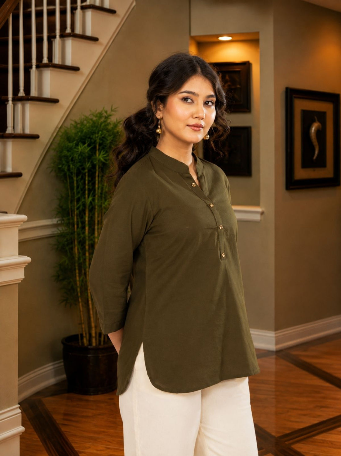 Mehndi Cotton Comfort Tops