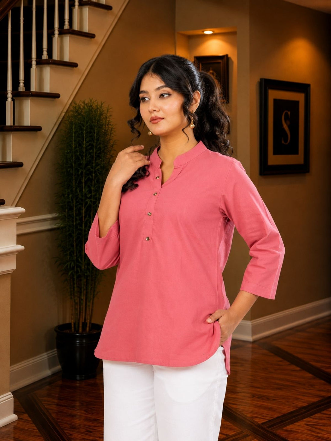 Peach Cotton Comfort Tops