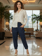 Navy Blue Utility Joggers - Stylish Fit, Multi-Pocket