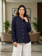Solid Navy Blue Premium Cotton Shirt