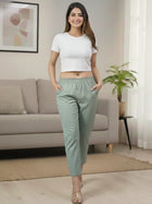OceanBlue Handloom Cotton Round Elastic Trousers