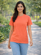 Peach Regular Fit Casual T-Shirts
