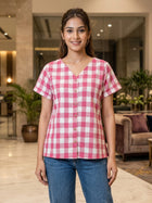 Pink Cotton Checks Shirt