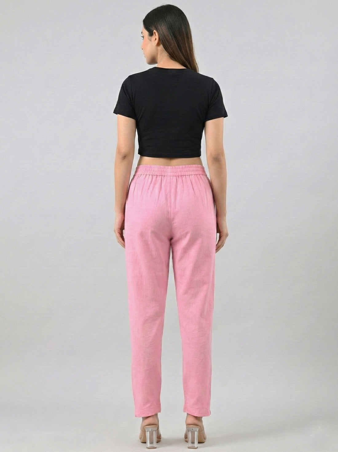 Everyday Pink Cotton Fully Elastic Trouser