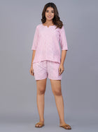 Pink Striped  Top & Short Set