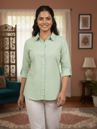 Solid Green premium Cotton Shirt