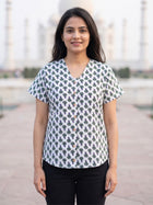 Jaipuri Green Butti Printed Cotton Top-01
