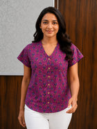 Jaipuri Magenta Printed Cotton Top-017
