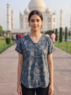 Jaipuri Blue Printed Cotton Top-06
