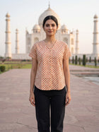Jaipuri Orange Printed Cotton Top-07