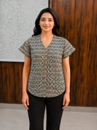 Jaipuri Cream Printed Cotton Top-08