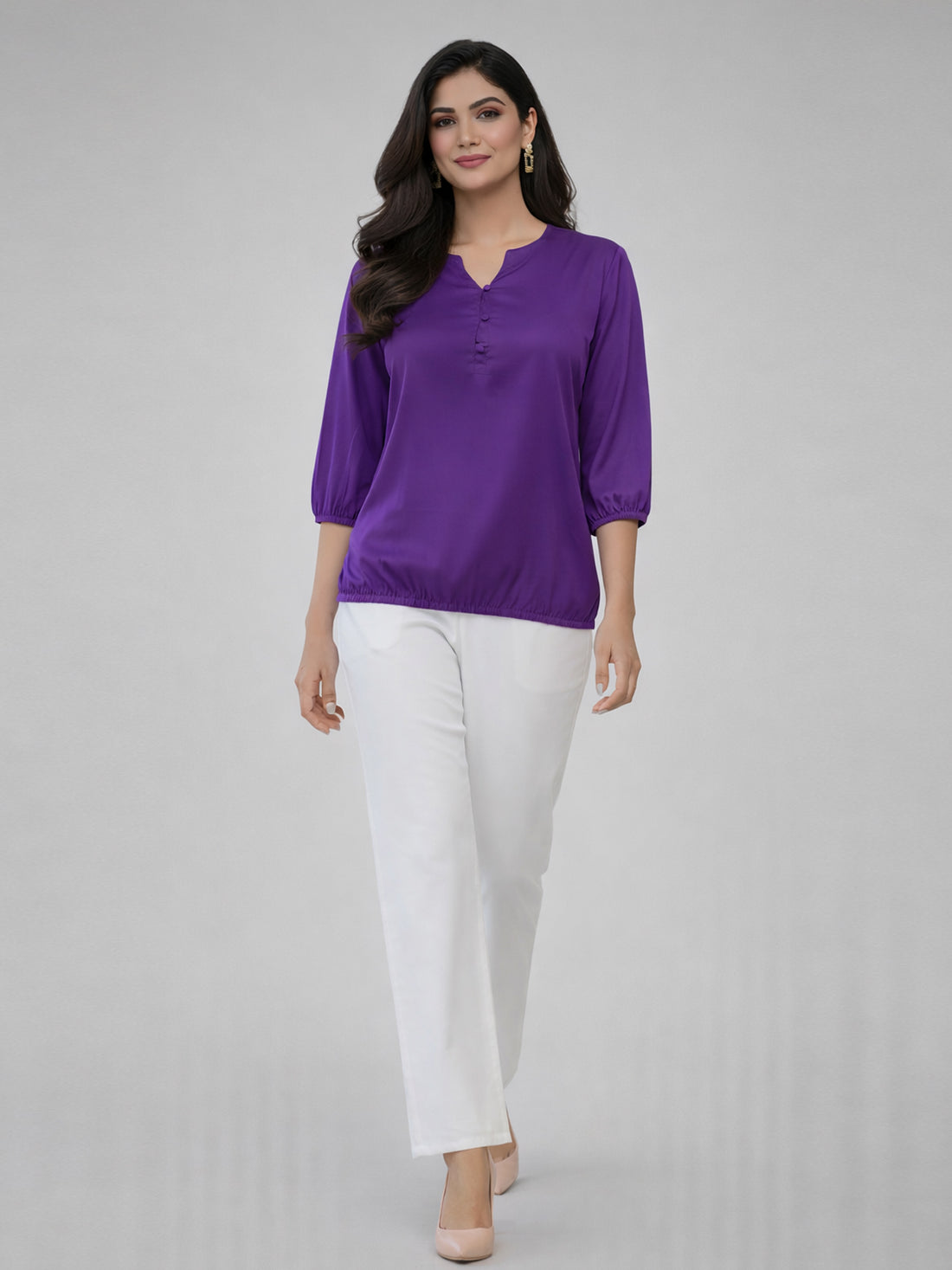 Bundle of 2 Purple & Wine Viscose Waist Fit Tops