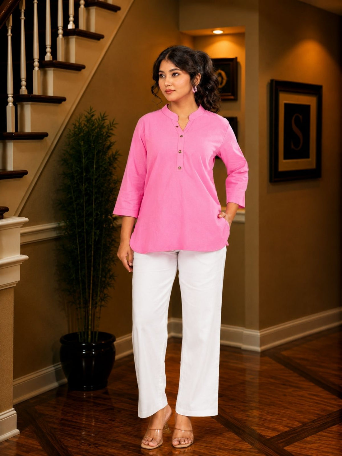 Pink Cotton Comfort Tops