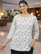 Black Handloom Cotton Vactor Printed Tops