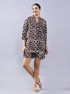 Brown Block Print Top & Short Set