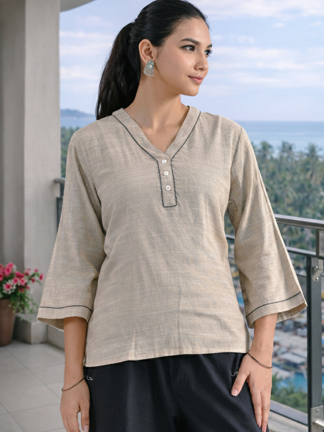 Chiku Handloom Cotton Anchor Thread Designer Top