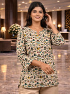 Green Handloom Cotton Multi Printed Tops