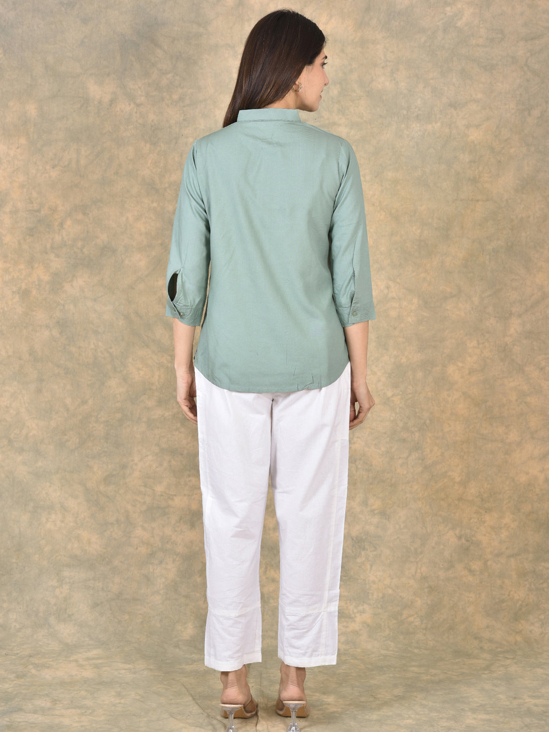 Elegant Green Viscose Pleated Top
