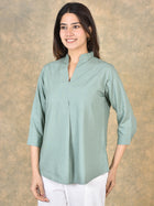 Elegant Green Viscose Pleated Top