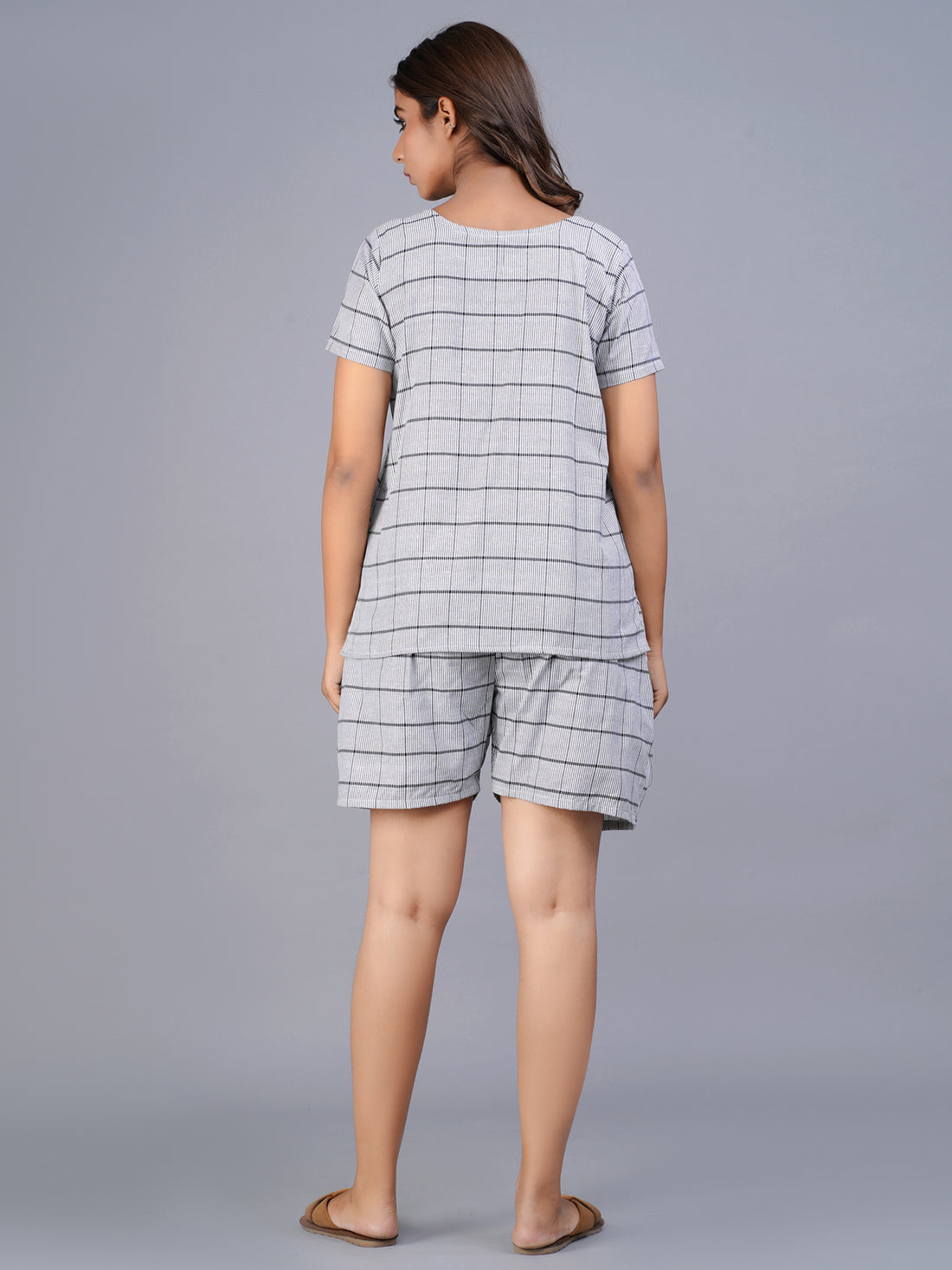Grey Checked Top & Short Set
