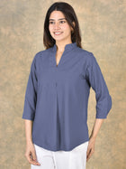 Elegant Grey Viscose Pleated Top