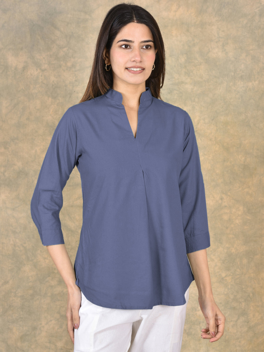 Elegant Grey Viscose Pleated Top