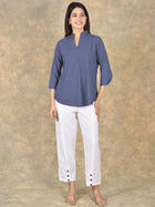 Elegant Grey Viscose Pleated Top