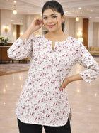 Maroon Handloom Cotton Vactor Printed Tops