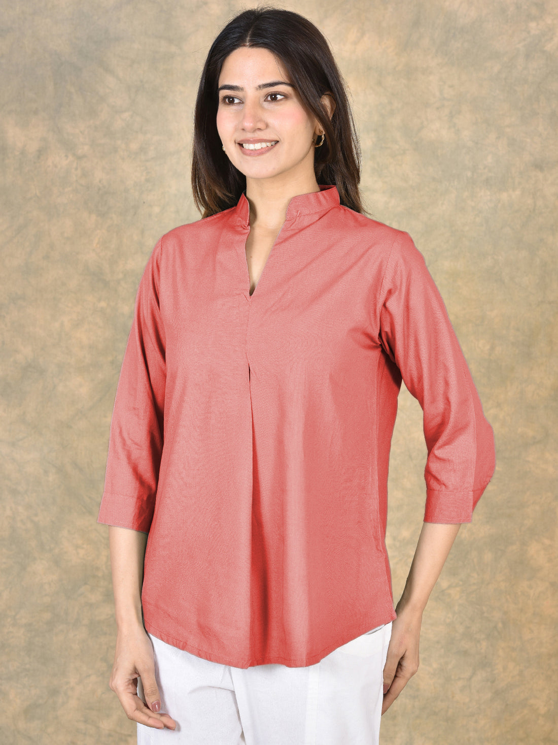 Elegant Mauve Pink Viscose Pleated Top
