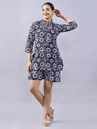 NavyBlue Block Print Top & Short Set