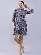 NavyBlue Block Print Top & Short Set