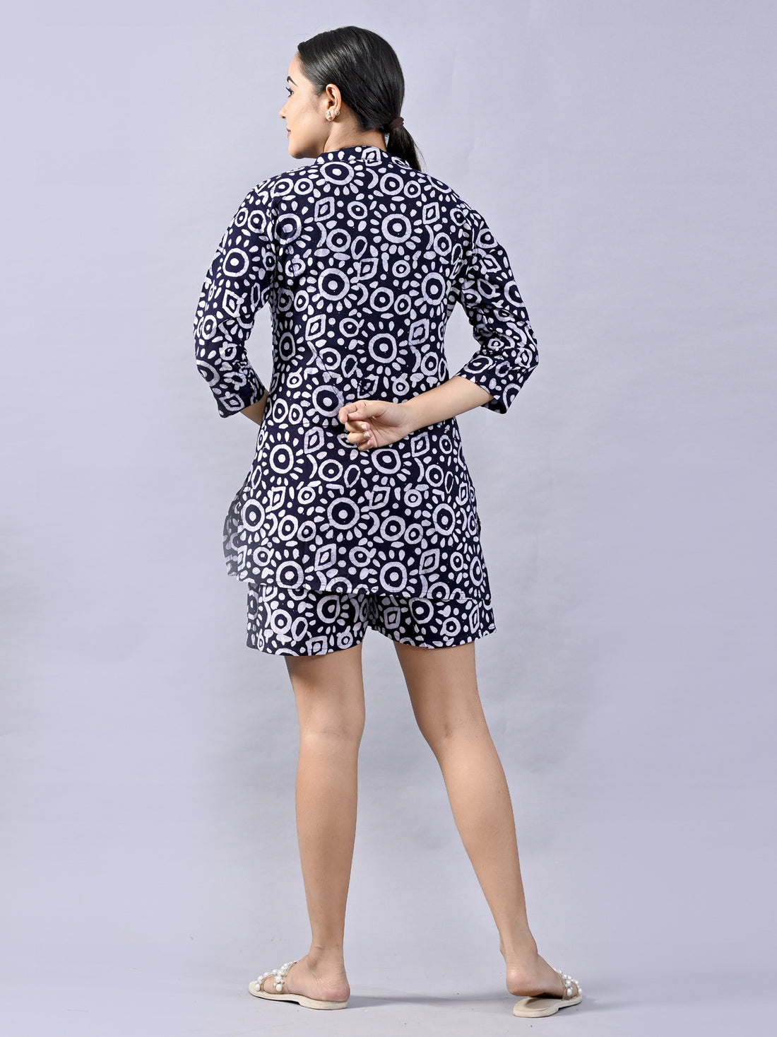 NavyBlue Block Print Top & Short Set