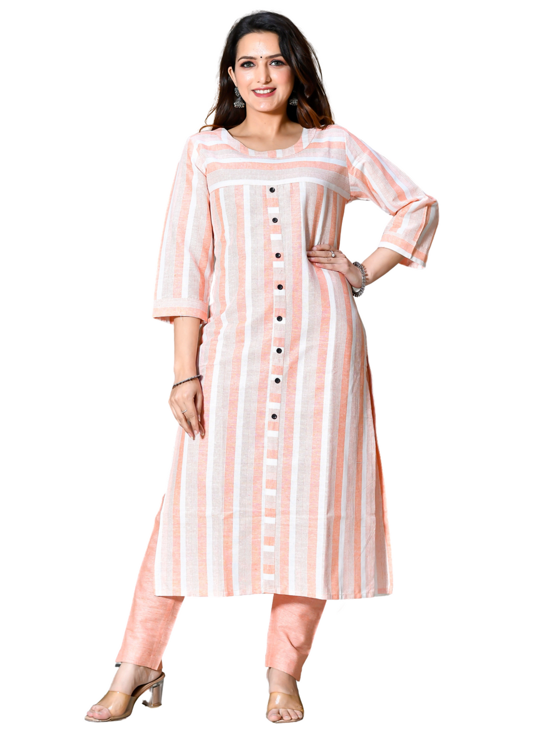Orange Patta Stripe Kurti