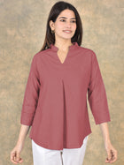 Elegant Peach Viscose Pleated Top