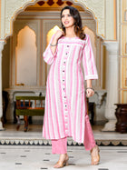 Pink Patta Stripe Kurti