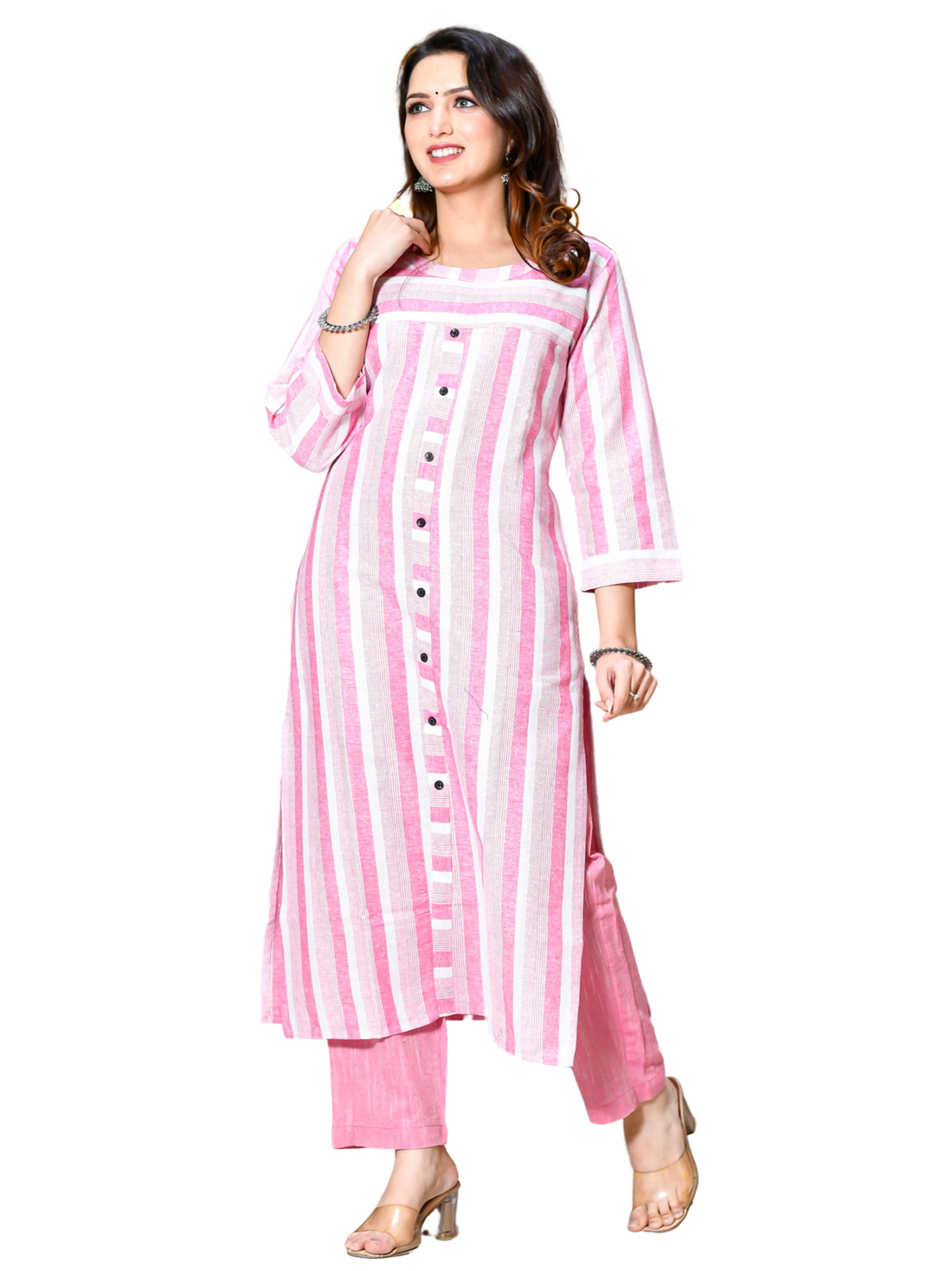 Pink Patta Stripe Kurti