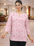 Pink Handloom Cotton Tribal Printed Tops
