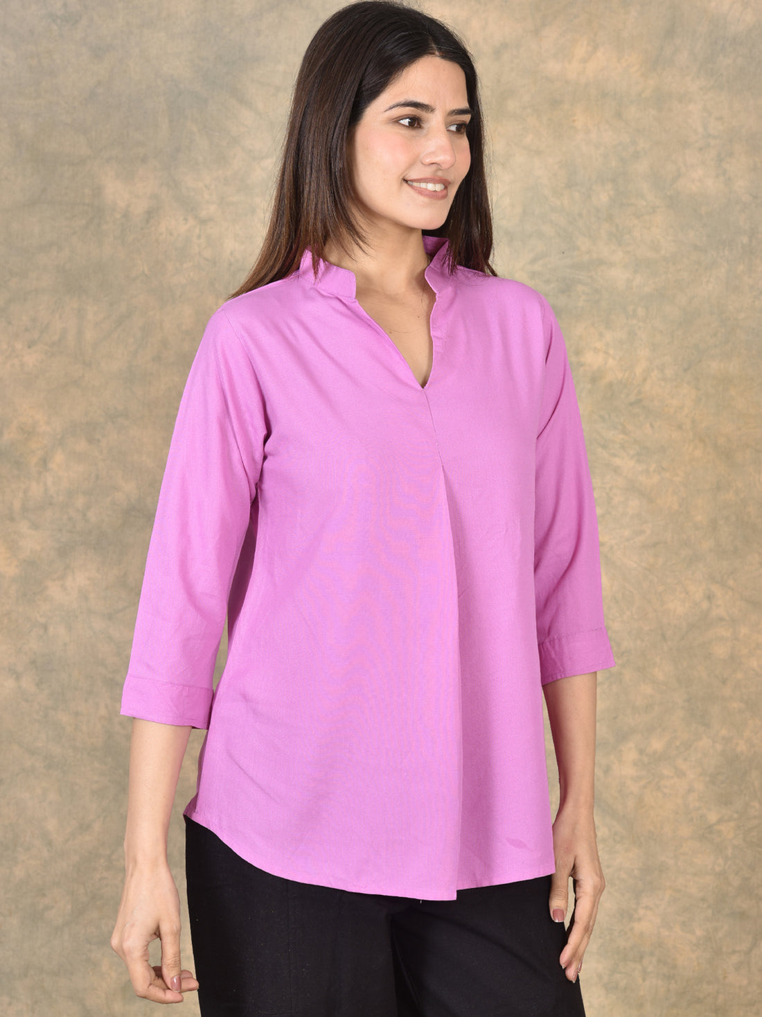 Elegant Purple Viscose Pleated Top