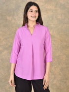 Elegant Purple Viscose Pleated Top