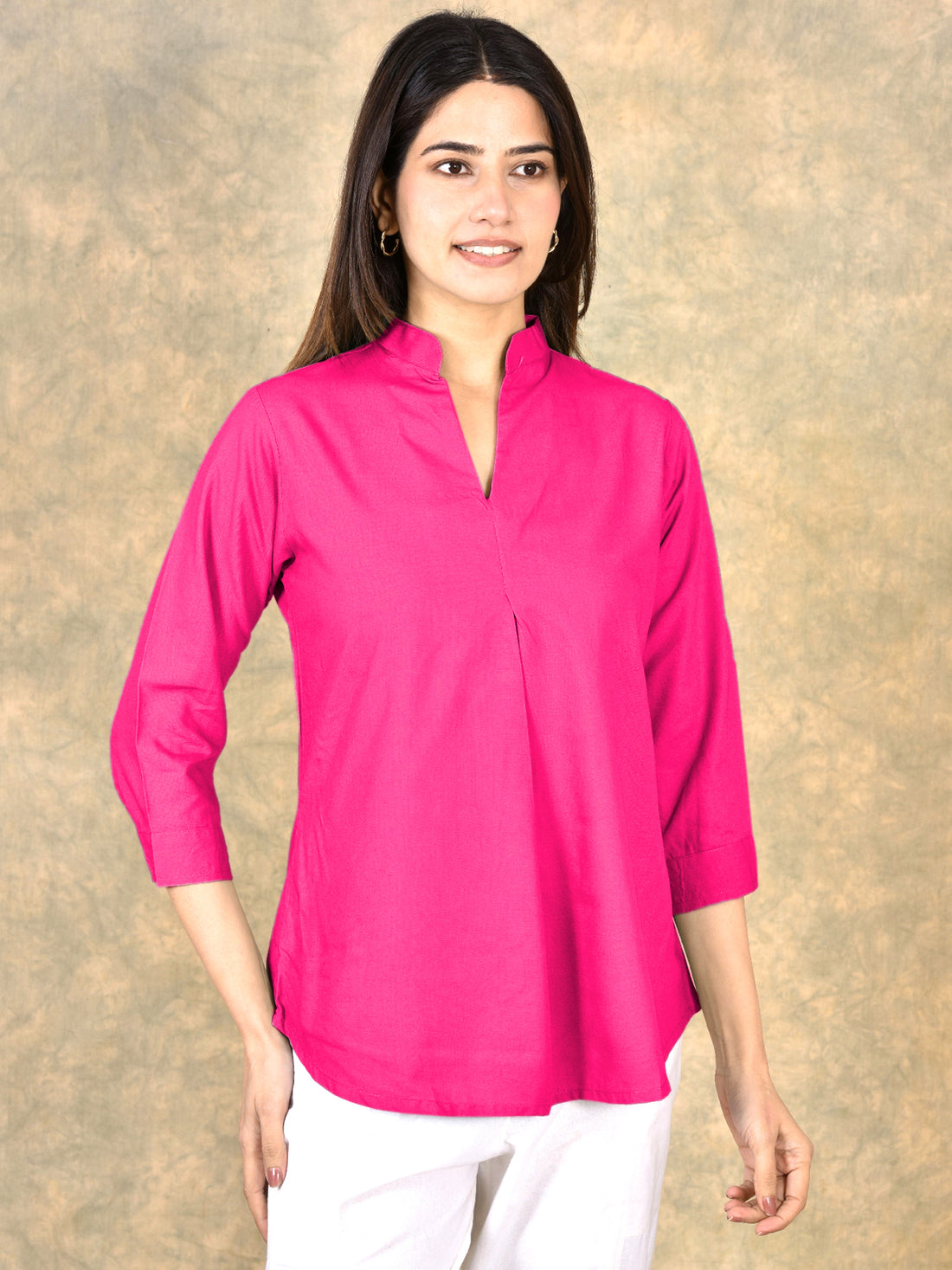 Elegant Pink Viscose Pleated Top