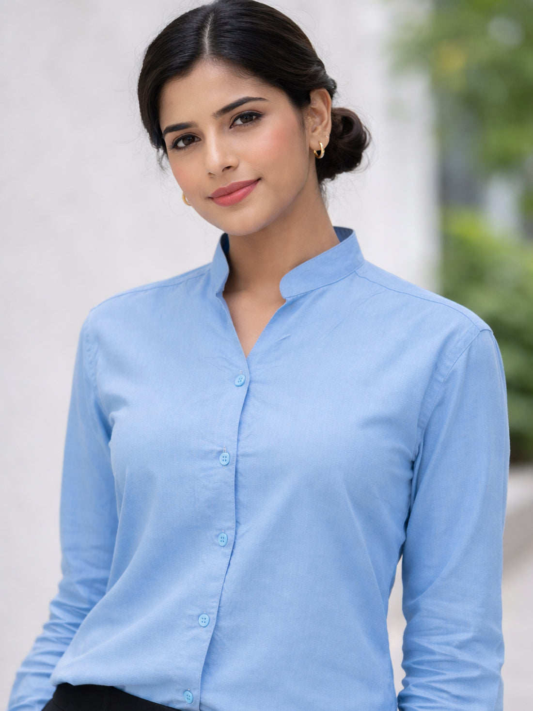 Bundle Of 2 Sky Blue And White Solid Viscose Shirts