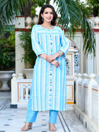 Turquoise Patta Stripe Kurti