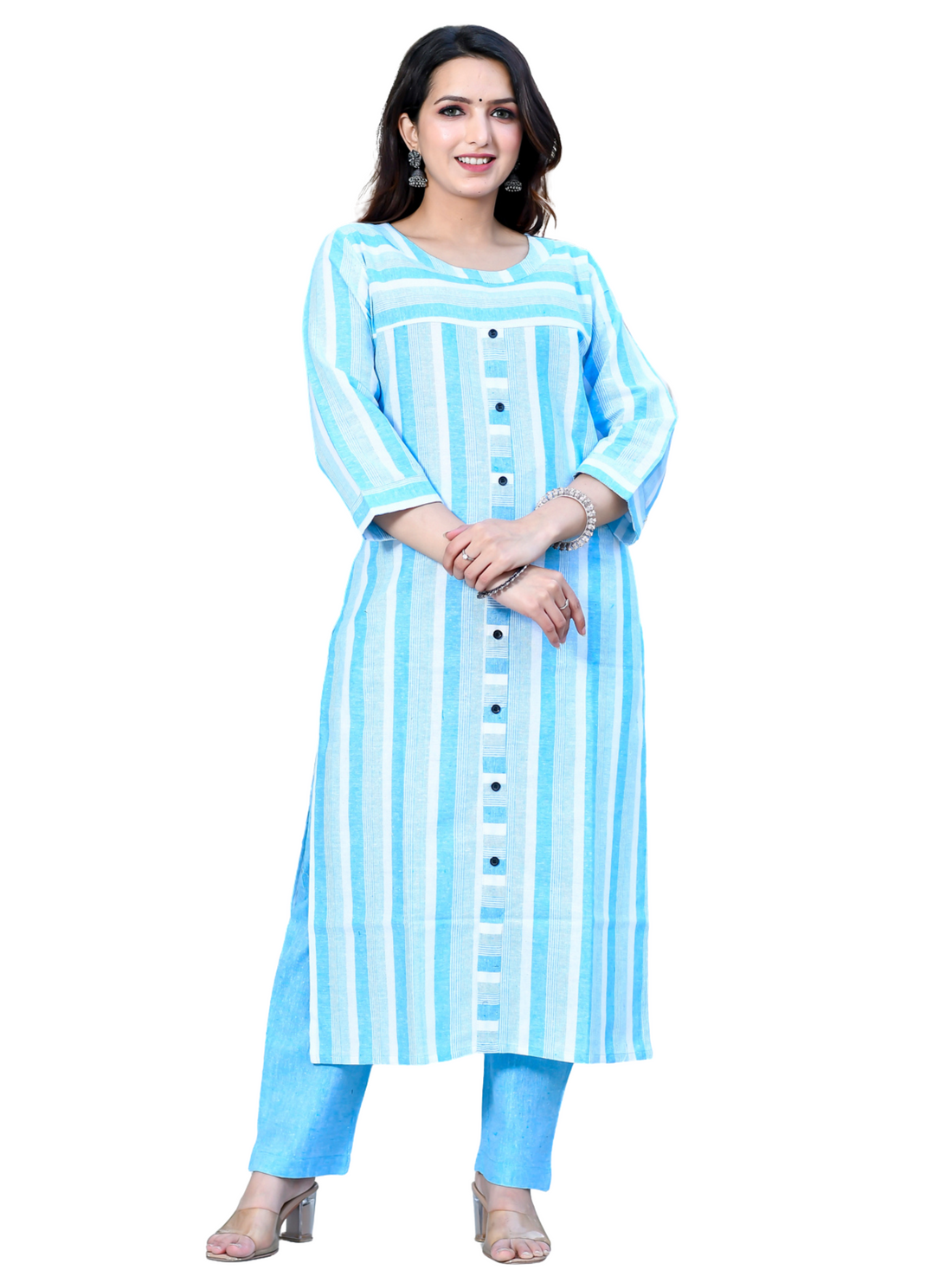 Turquoise Patta Stripe Kurti