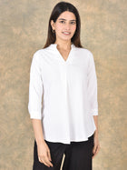 Elegant White Viscose Pleated Top