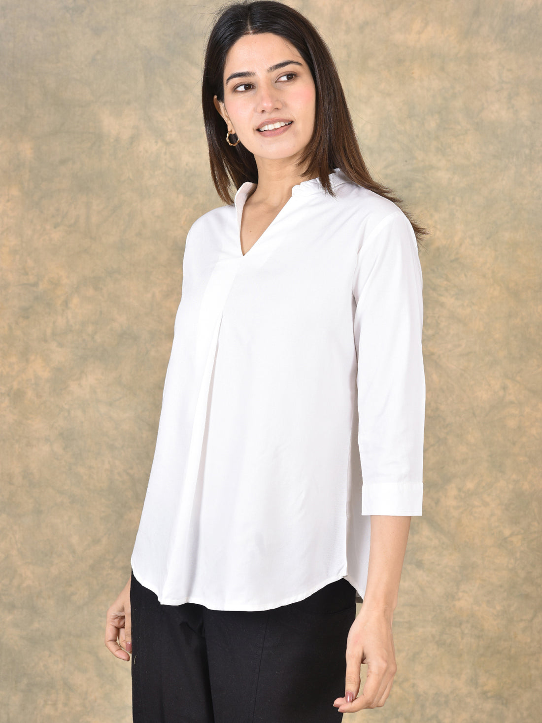 Pink And White V Neck Viscose Pleated Tops Combo