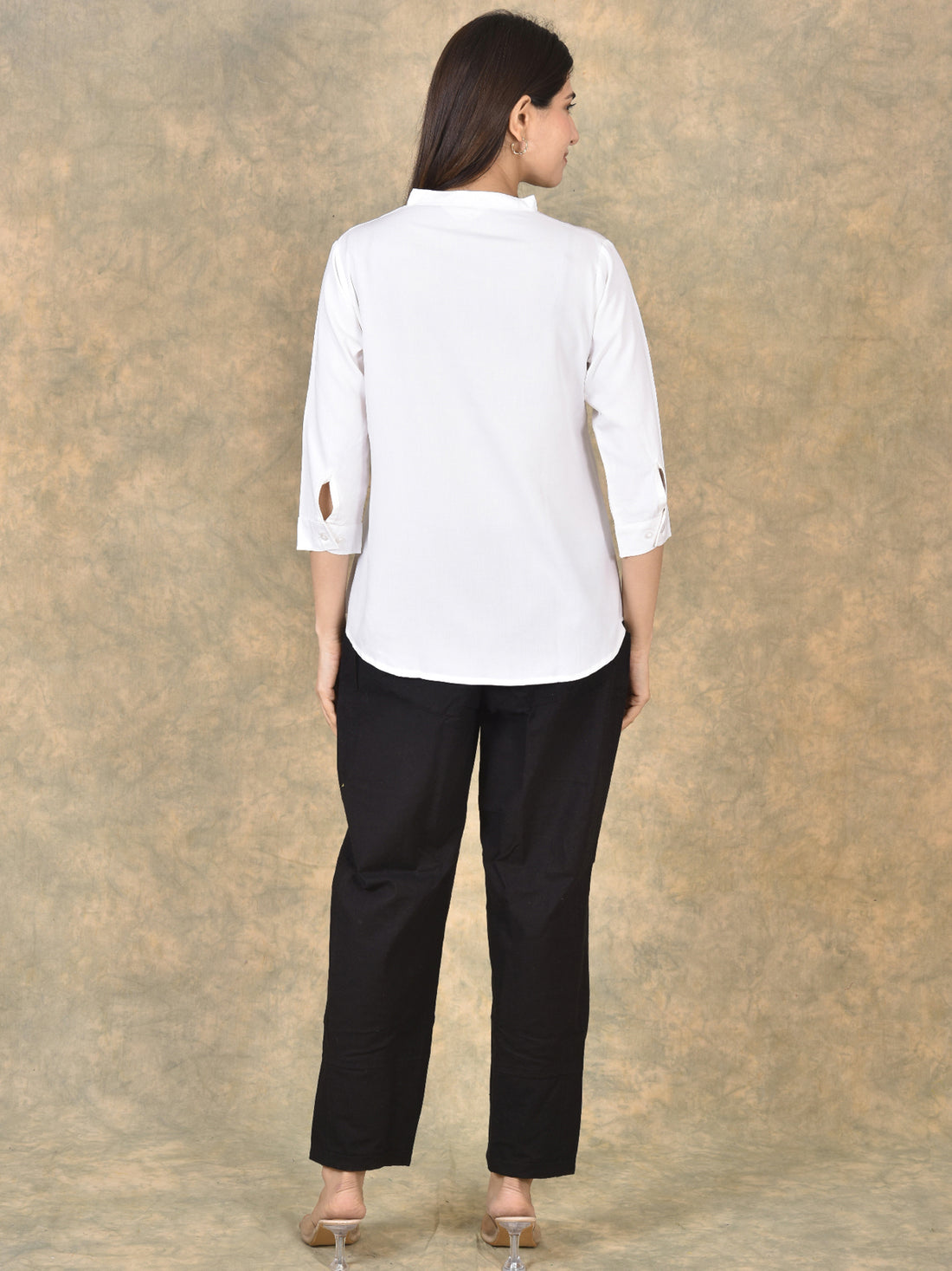 Elegant White Viscose Pleated Top