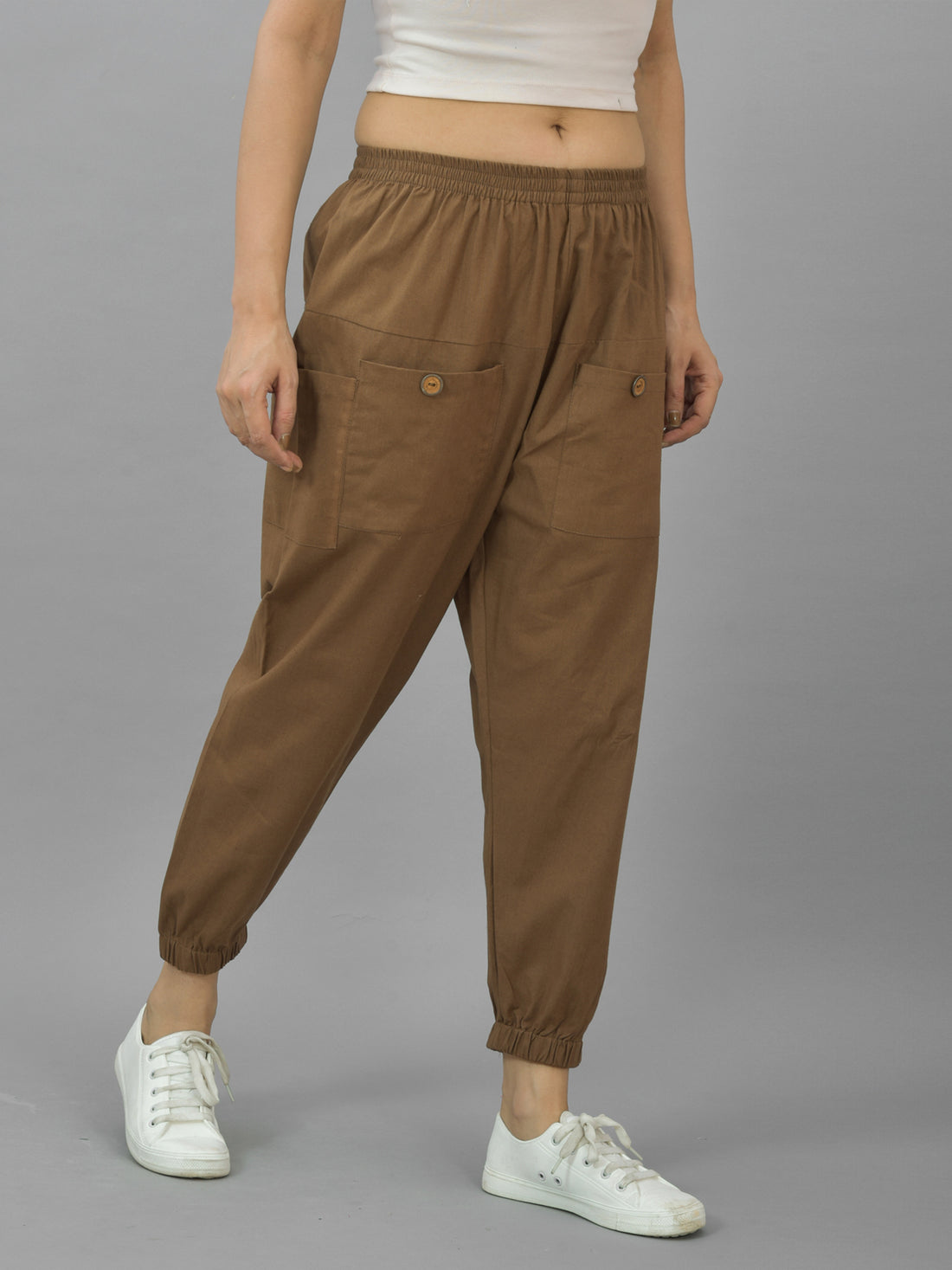 Bundle of 2 Brown & NavyBlue Cotton Joggers