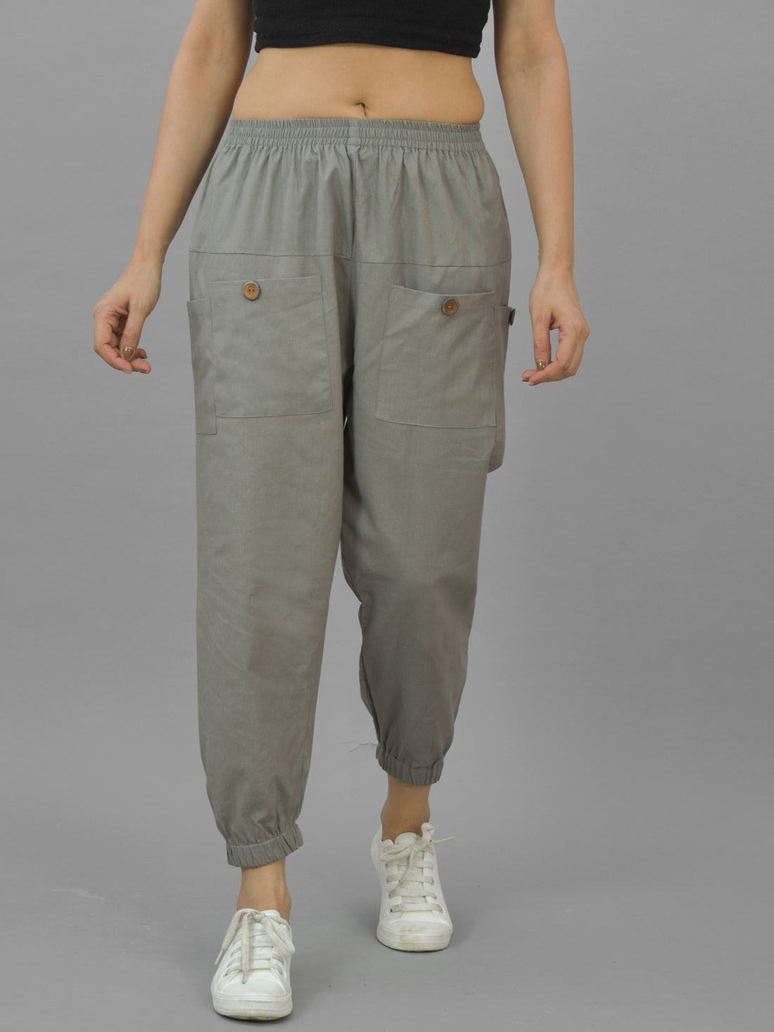 Bundle of 2 Grey & White Cotton Joggers