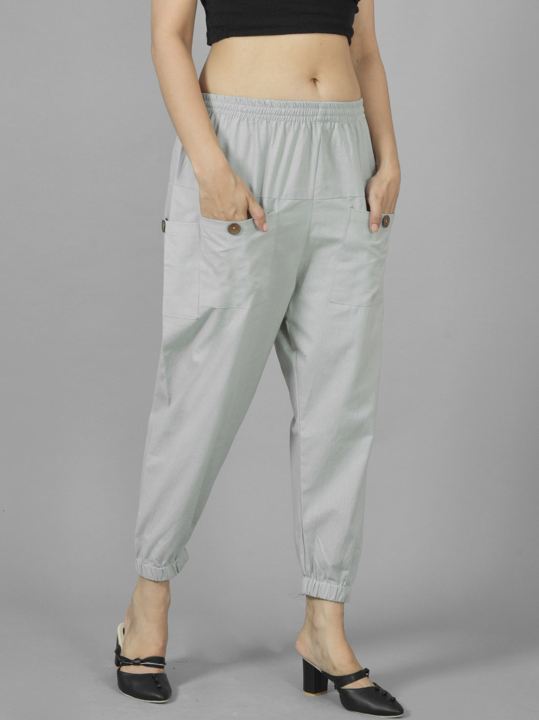Bundle of 2 Melange & Black Cotton Joggers