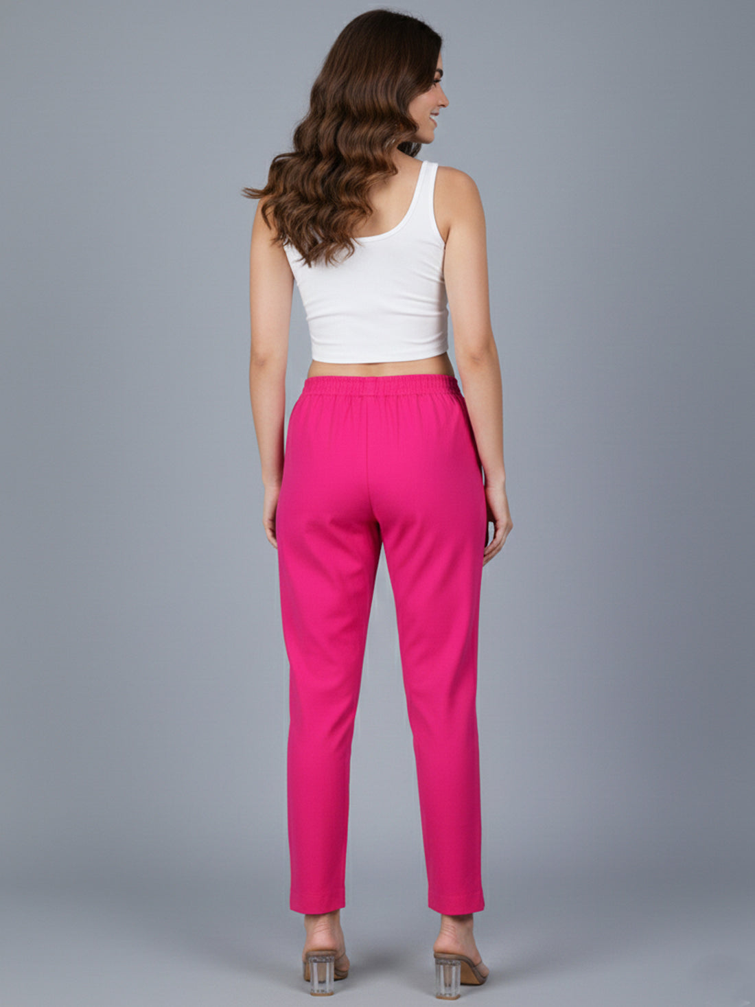 Everyday Rani Pink Cotton Fully Elastic Trouser